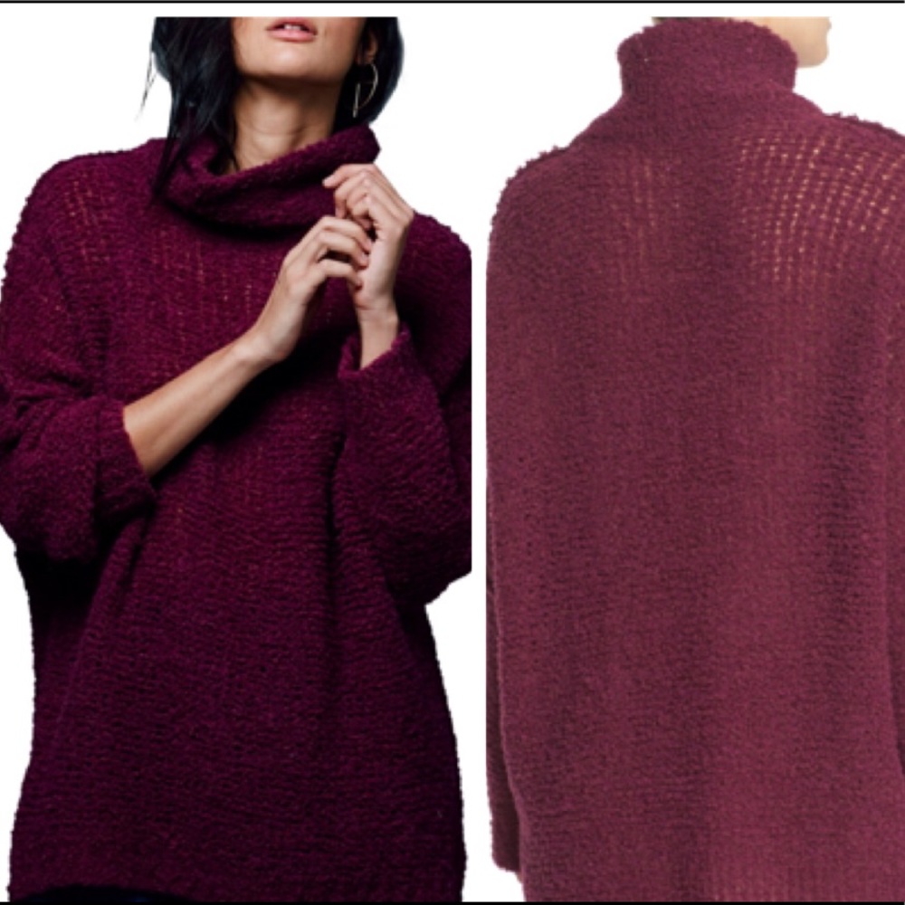 FREE PEOPLE PURPLE SHE’S ALL THAT KNIT PULLOVER S